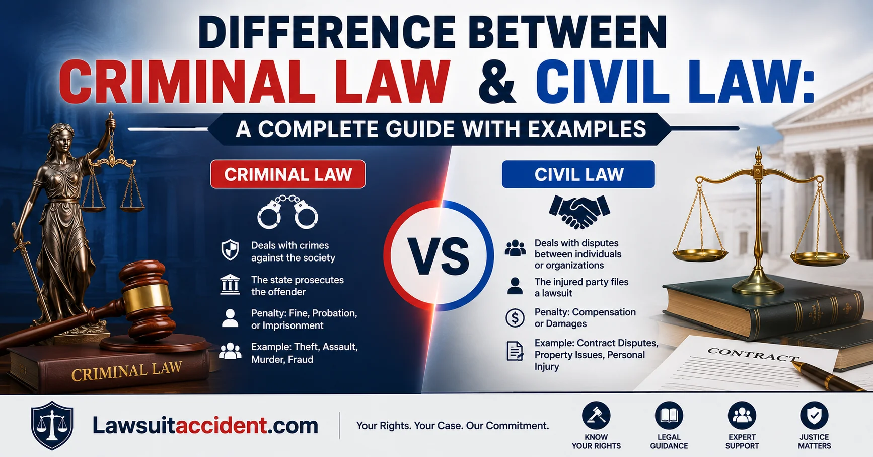 difference between criminal and civil law